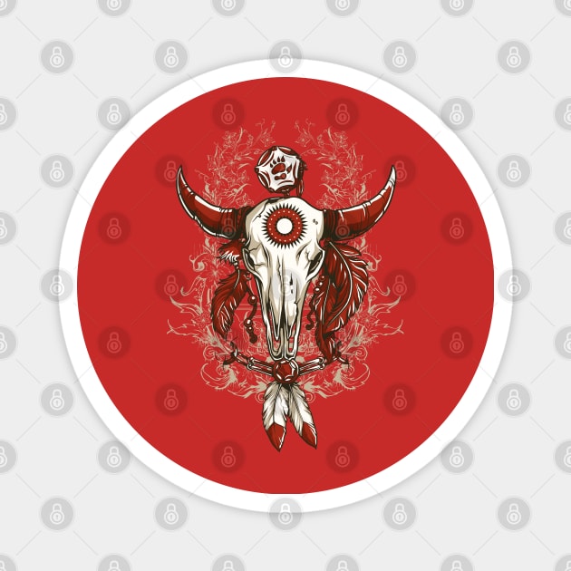 NATIVE AMERICAN BUFFALO SKULL Magnet by CliffordHayes